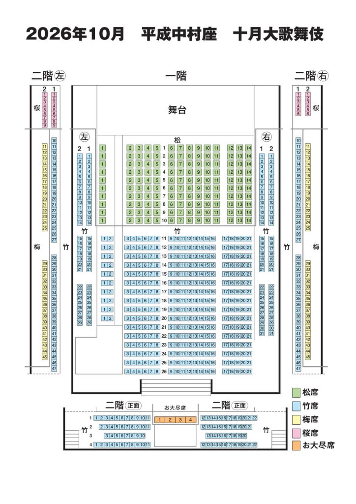 2026年10月 平成中村座 十月大歌舞伎 座席表